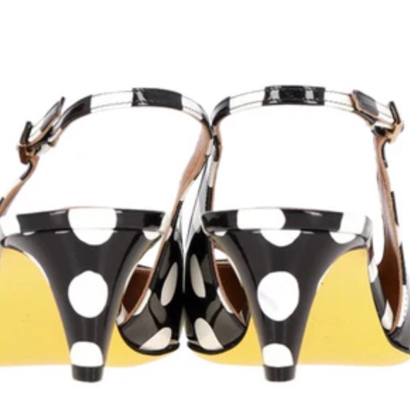 Marni Women's Marni 55mm Polka Dot Slingback Pumps in Black Patent Leather 40 - Picture 2 of 9